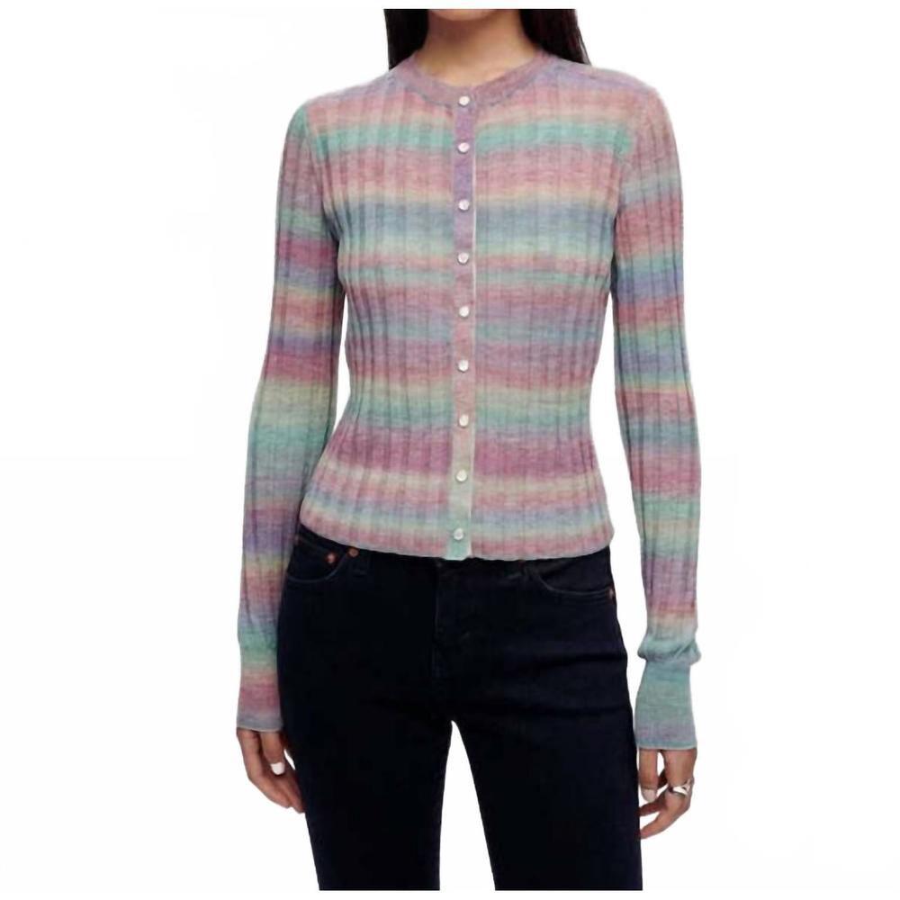 NEW RE/DONE poor boy rib slim cardigan in spirulina combo